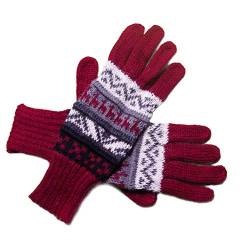 Posh Gear Alpaka Handschuhe Guantilissi Fingerhandschuhe Damen Herren aus 100% Alpakawolle, weinrot, Größe L von Posh Gear