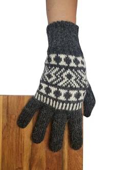 Posh Gear Alpaka Handschuhe Guantofigura Fingerhandschuhe Damen Herren aus 100% Alpakawolle, dunkel grau, Größe M von Posh Gear