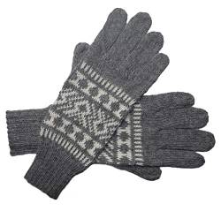 Posh Gear Alpaka Handschuhe Guantofigura Fingerhandschuhe Damen Herren aus 100% Alpakawolle, grau, Größe L von Posh Gear