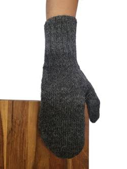 Posh Gear Alpaka Handschuhe Pugnoguanti Fäustlinge Damen Herren aus 100% Alpakawolle, dunkel grau, Größe L von Posh Gear
