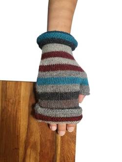Posh Gear Alpaka Handschuhe Storiguanti Fäustlinge Damen Herren aus 100% Alpakawolle, türkis grau rot, Größe M von Posh Gear