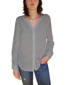 Posh Gear Damen Seidenbluse Camicetta Bluse aus 100% Seide, grau, Größe XL von Posh Gear