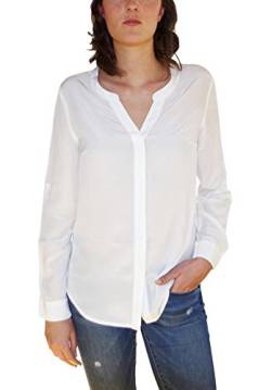 Posh Gear Damen Seidenbluse Camicetta Bluse aus 100% Seide, weiß, Größe L von Posh Gear