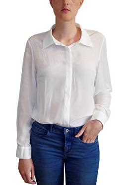 Posh Gear Damen Seidenbluse Camicina Bluse aus 100% Seide, weiß, Größe S von Posh Gear