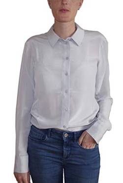 Posh Gear Damen Seidenbluse Collettoseta Bluse aus 100% Seide, grau, Größe M von Posh Gear