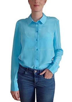 Posh Gear Damen Seidenbluse Collettoseta Bluse aus 100% Seide, hell blau, Größe XL von Posh Gear