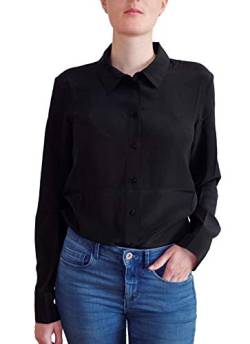 Posh Gear Damen Seidenbluse Collettoseta Bluse aus 100% Seide, schwarz, Größe M von Posh Gear