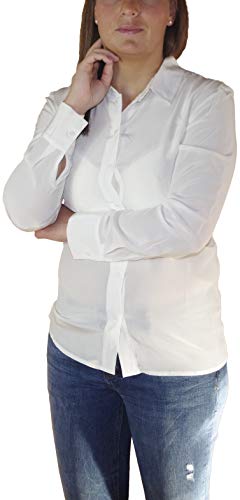 Posh Gear Damen Seidenbluse Collettoseta Bluse aus 100% Seide, weiß, Größe XXL von Posh Gear