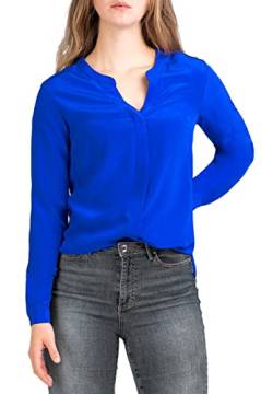 Posh Gear Damen Seidenbluse Nobicetta Bluse aus 100% Seide, dunkel blau, Größe L von Posh Gear