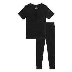 Posh Peanut Pyjama-Set für Erwachsene – zweiteilige Loungewear – weiche Viskose von Bamboo Nightwear PJs, Damen Solid Ripp Schwarz, XL von Posh Peanut