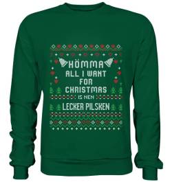 Hömma, All I Want for Christmas is NEN lecker Pilsken Lustiger Ugly Weihnachtspullover Damen Herren (XL, Grün) von Pottbengel