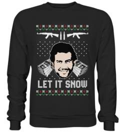 Pottbengel - Let It Snow lustiger Pablo Escobar Cocaine Drogen Xmas Ugly Christmas Sweater - Basic Sweatshirt von Pottbengel