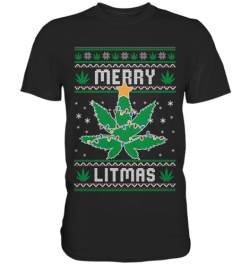 Pottbengel - Weed Marijuana Merry Litmas Ugly Christmas Sweater lustiger Weihnachtspullover für Kiffer - Premium Shirt von Pottbengel