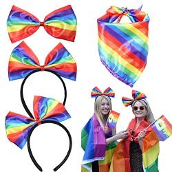 Pride-Parade-Zubehör | Regenbogen-Haarschleife für Mädchen 4 STÜCKE - Regenbogen-Stirnband, LGBTQ-Zubehör, schwules Stirnband, Regenbogen-Partygeschenke für Frauen Povanjer von Povanjer