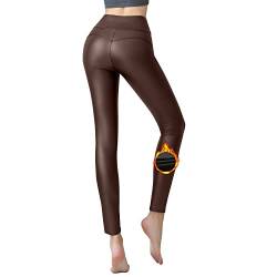 Powder Queen Damen Kunstleder Leggings Lederhose High Waist Leggings Hose Strumpfhosen Treggins Leggins Kunstleder Leggings Leder Look hüfthoch Thermal Kunstleder Winter von Powder Queen