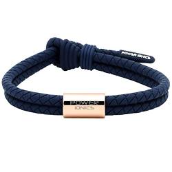 Power Ionics Balance-Armbänder für Herren, Schutzarmband, Marineblau, Silikonarmbänder, Roségold Ring, 26 cm, geeignet für 12–23 cm Handgelenkgröße von Power Ionics
