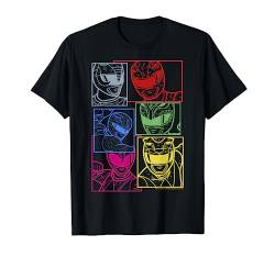 Power Rangers Group Shot Color Silhouette Line Art Panels T-Shirt von Power Rangers