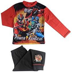 Power Rangers Schlafanzug für Jungen, langärmelig, 4–10 Jahre, schwarz / rot, 7-8 Jahre von Power Rangers