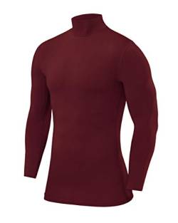 PowerLayer Herren Kompression Basisschicht Oberteil mit Langen Ärmeln und Mock Neck Ausschnitt - Cabernet, XXL von PowerLayer