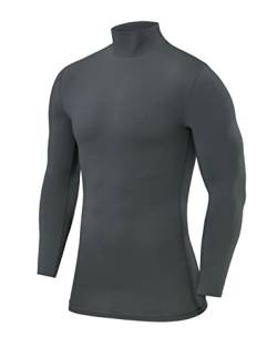 PowerLayer Herren Kompression Basisschicht Oberteil mit Langen Ärmeln und Mock Neck Ausschnitt - Dunkelgrün, L von PowerLayer