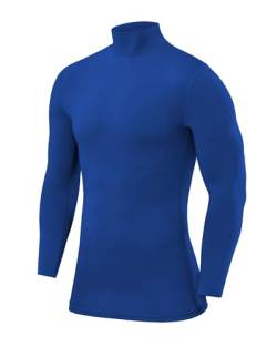 PowerLayer Herren Kompression Basisschicht Oberteil mit Langen Ärmeln und Mock Neck Ausschnitt - Leuchtend Blau, L von PowerLayer