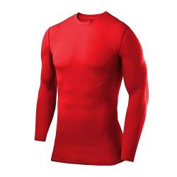 PowerLayer Herren Kompressions Shirt mit Rundhalsausschnitt - Rot (Alt), XS von PowerLayer