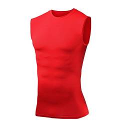 PowerLayer Herren Kompressionsshirt/Funktionsshirt - Ärmellos - Rot, S von PowerLayer