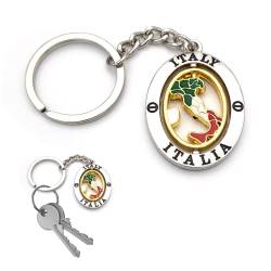Powersell Schlüsselanhänger für Taschen mit Schlüsselring, italienische Nationalflagge aus Metall, Accessoire für Damen und Herren, Geschenkidee (Italien B) von Powersell