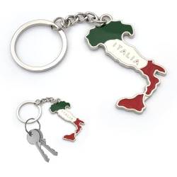 Schlüsselanhänger für Taschen mit Schlüsselring, italienische Nationalflagge aus Metall, Accessoire für Damen und Herren, Geschenkidee (Italien) von Powersell