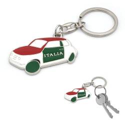 Taschenanhänger mit Schlüsselring, italienische Nationalflagge, aus Metall, Accessoire für Damen und Herren, Geschenkidee (Fiat 500) von Powersell