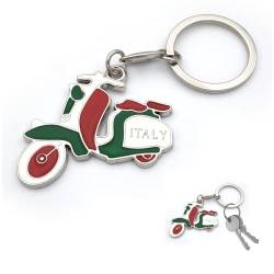 Taschenanhänger mit Schlüsselring, italienische Nationalflagge, aus Metall, Accessoire für Damen und Herren, Geschenkidee (VESPA) von Powersell