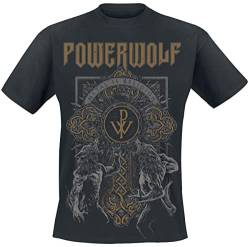 Powerwolf Wolf Cross Männer T-Shirt schwarz S 100% Baumwolle Band-Merch, Bands von Powerwolf