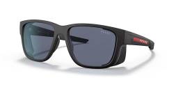 Prada Herren DG009R Sonnenbrille, Black Rubber/Blue, Einheitsgröße (Herstellergröße: 65) von Prada