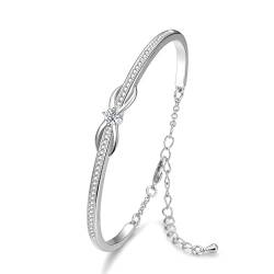 Praelinos Infinity Symbol Armband Damen Weiß/Rose Vergoldet Armband 5A Cubic Zirkonia Armbänder für Frauen Schmuck Muttertag Valentinstag Geschenke für Mama Frau Freundin Mädchen von Praelinos