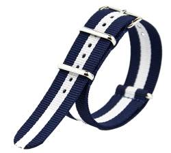 Praetorian® NATO Armband - Uhrenarmband Navy Blue White 20mm von Praetorian