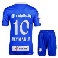 PraiseLight Hilal Riyadh Al Neymar Jr. #10 2023/2024 Heim Fußball Kinder Trikot Shorts Set Jugendgrößen (Blau,128) von PraiseLight