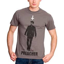 Preacher Herren T-Shirt Collar and Cross Jesse Custer Baumwolle grau - S von Preacher