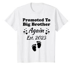 Kinder Promoted To Big Brother Again 2023 Baby Ankündigung Neuheit T-Shirt von Pregnancy Announcement 2023 Family Gift & Apparel