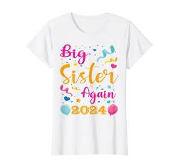 Große Schwester Wieder 2024 Baby Ankündigung Kinder Geschwister T-Shirt von Pregnancy Announcement 2024 Family Gifts & Apparel