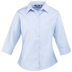 Damen-Bluse / Arbeitshemd, Popeline, 3/4-ärmel Gr. 48, hellblau von Premier Hospitality