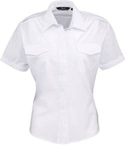 Ladies Easy Care Security / Piloten Kurzarm Bluse, Farbe:White;Größe:38 von Premier Workwear