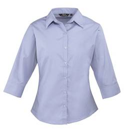 Premier Popeline Bluse / Schlichtes Arbeitshemd, 3/4 Arm (46) (Mittelblau) von Premier Workwear