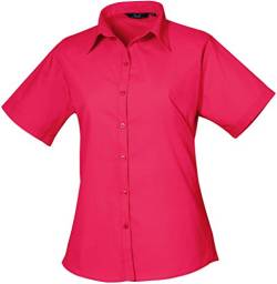 Premier Workwear Damen Bluse Easy Carekurzarm Popelin PR302 Hot Pink 40 (UK 12) von Premier Workwear