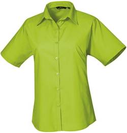 Premier Workwear Damen Bluse Easy Carekurzarm Popelin PR302 Lime 40 (UK 12) von Premier Workwear