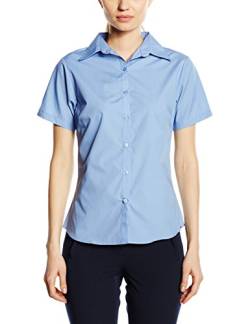 Premier Workwear Damen Bluse Ladies Short Sleeve Poplin ,Blau (Mid Blue), Herstellergröße 20 von Premier Workwear