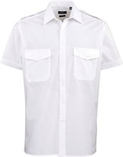 Premier Workwear Herren Easy Care Kurzarm Security / Piloten Hemd mit Brusttaschen PR212 White 44,5 von Premier Workwear