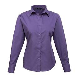 Premier Damen Popeline Bluse / Arbeitshemd, langärmelig 44 DE,Violett von Premier