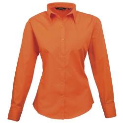 Premier Fitness Damen Poplin Long Sleeve Blouse Bluse, Orange (Orange), 38 von Premier