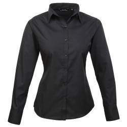 Premier Fitness Damen Poplin Long Sleeve Blouse Bluse, Schwarz (Black), 52 von Premier