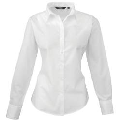 Premier Fitness Damen Poplin Long Sleeve Blouse Bluse, Weiß (Weiß), 52 von Premier